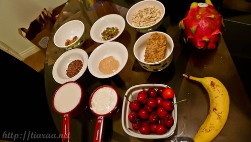 Ingredients of the multi fruits seeds nuts smoothie!