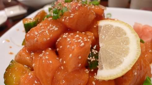 spicy salmon sashimi