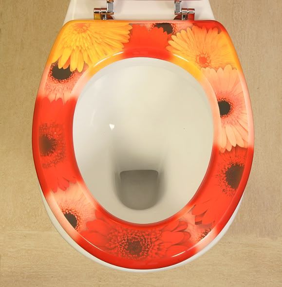 Toilet Seat Funky Pink & Yellow Gerbera Flower Design Novelty eBay