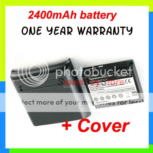 New 2400mAh Extended Battery+Cover For HTC HD2 T8585  